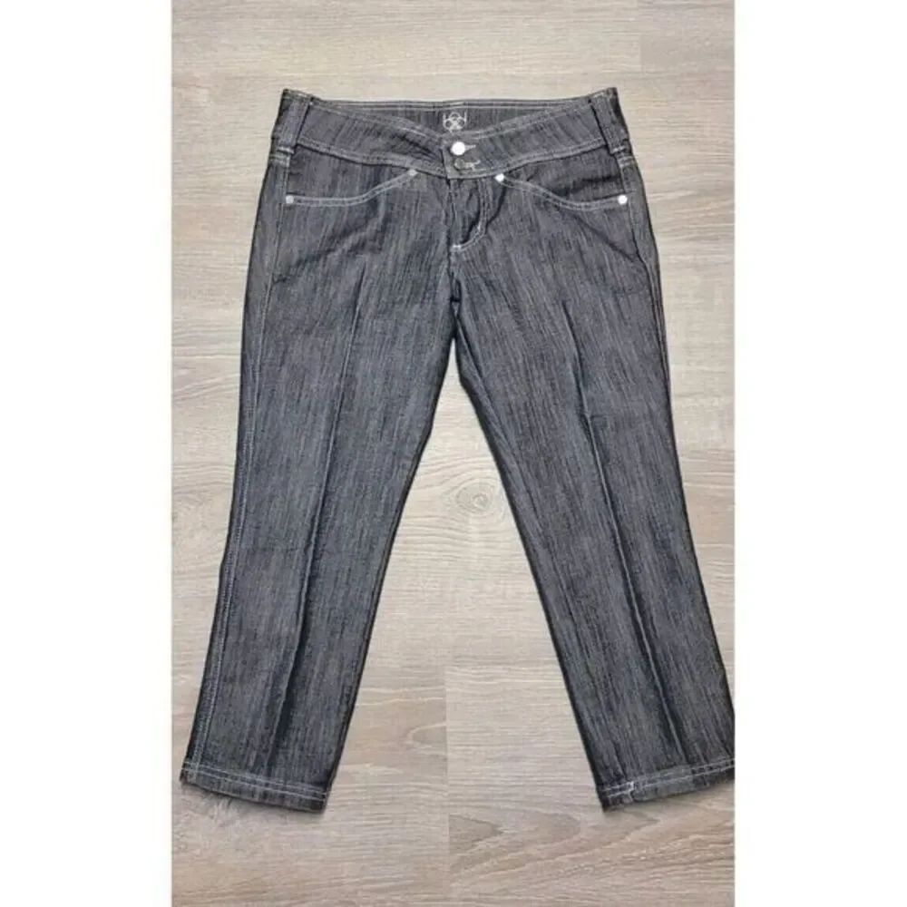 Bebe Jeans‎ Women's Dark Wash Stretch Double Button Slim Crop Jeans Size 28